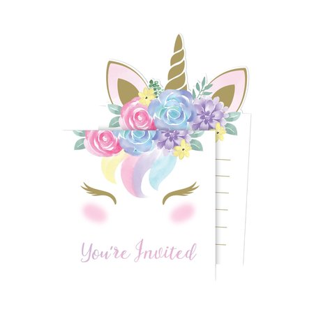 CREATIVE CONVERTING Unicorn Baby Shower Invitations, 4"x6", 48PK 344438